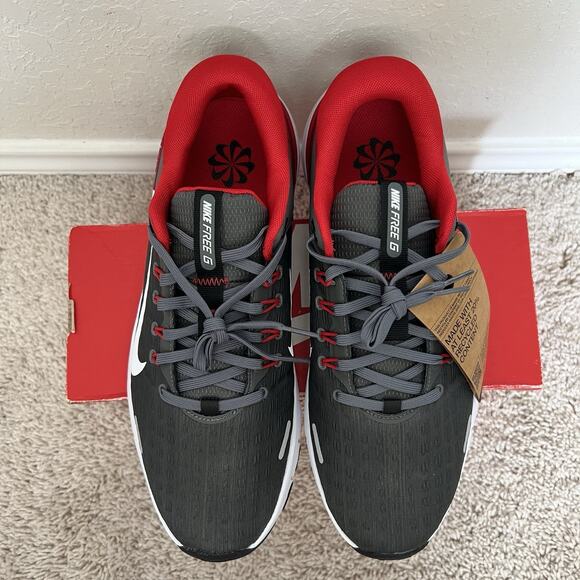 Nike Free Golf NN Golf Shoes FN0332-002 Grey Red White Men's Size 10.5 New - Picture 4 of 9